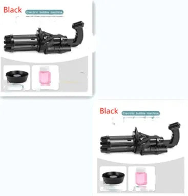 Kids plastic bubble machine gun toy in pink, gold or black colour with trigger.