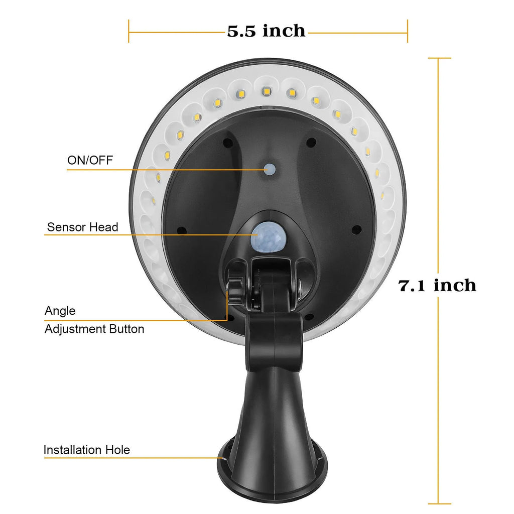 White 360-degree solar garden light with integrated solar panel on top