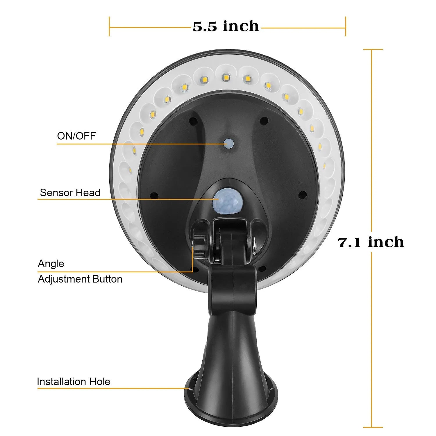 White 360-degree solar garden light with integrated solar panel on top