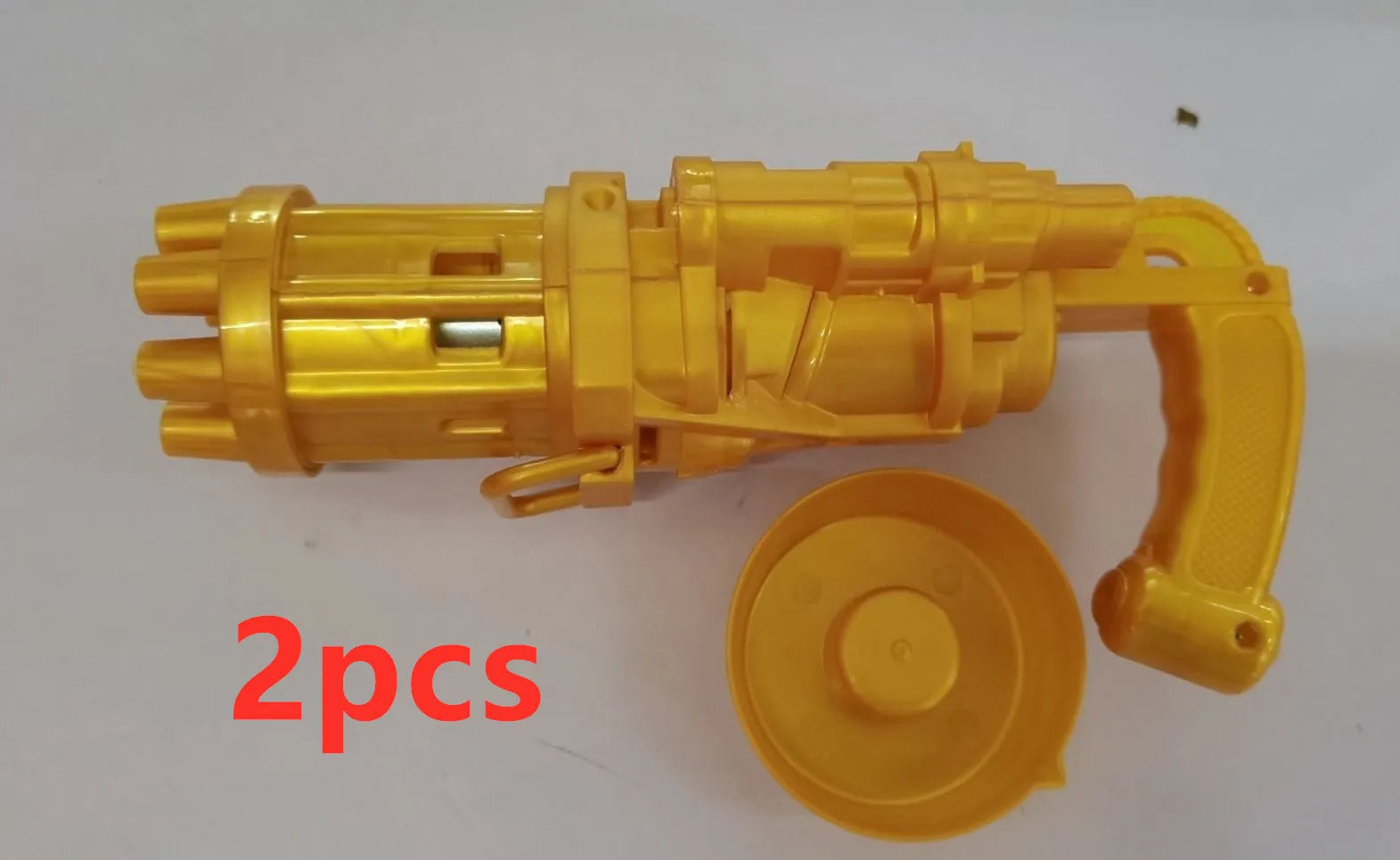 Kids plastic bubble machine gun toy in pink, gold or black colour with trigger.