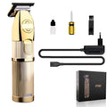 Gold-coloured cordless hair clippers with dual power supply system