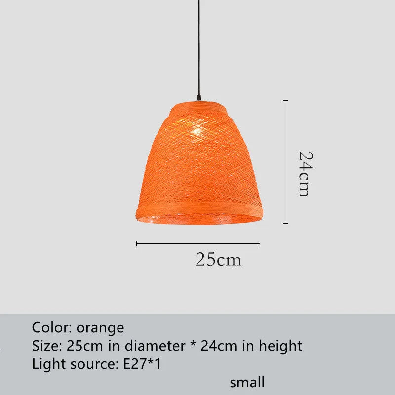 Rattan woven ball pendant lamp with adjustable suspension in natural woven texture