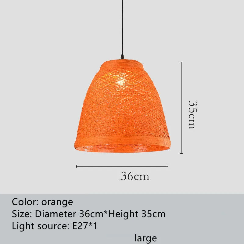 Rattan woven ball pendant lamp with adjustable suspension in natural woven texture