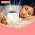 Projector night light displaying rotating star and moon patterns on a bedroom wall