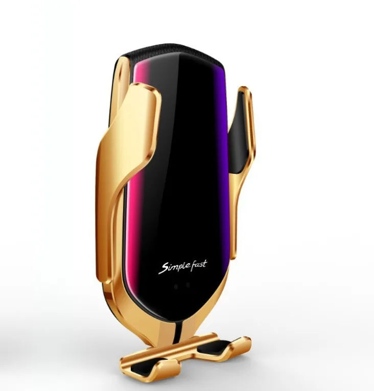 Magic Clip R1 automatic car phone holder wireless charger in gold and silver colours