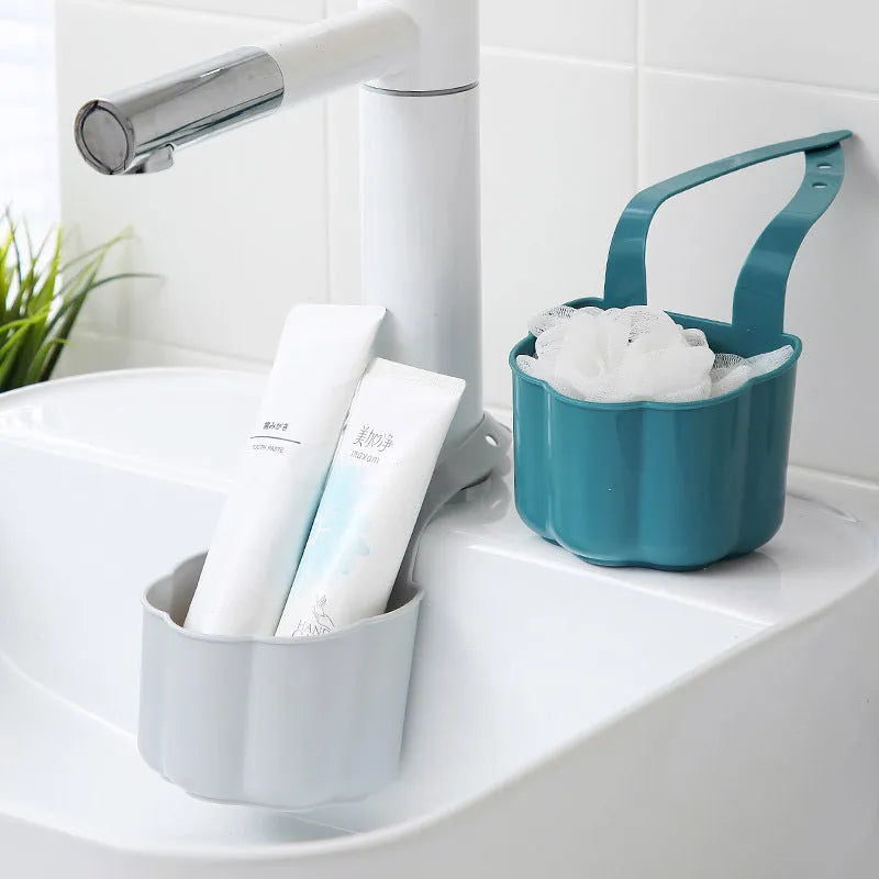 Nordic style plastic drain basket for kitchen sink in blue, grey or pink colour