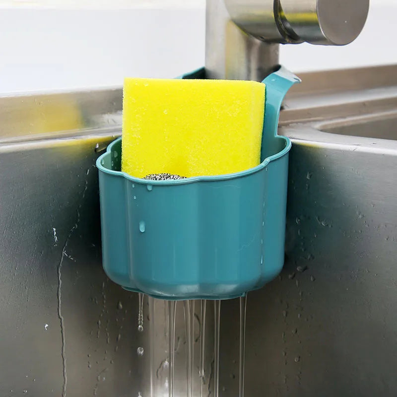 Nordic style plastic drain basket for kitchen sink in blue, grey or pink colour