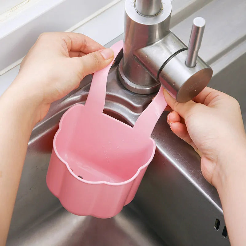 Nordic style plastic drain basket for kitchen sink in blue, grey or pink colour