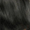 Medium length curly lace front wig with pre-plucked transparent lace frontal in natural black colour