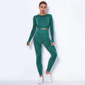 Women's long-sleeved seamless knitted yoga wearsuit in a black stripe pattern