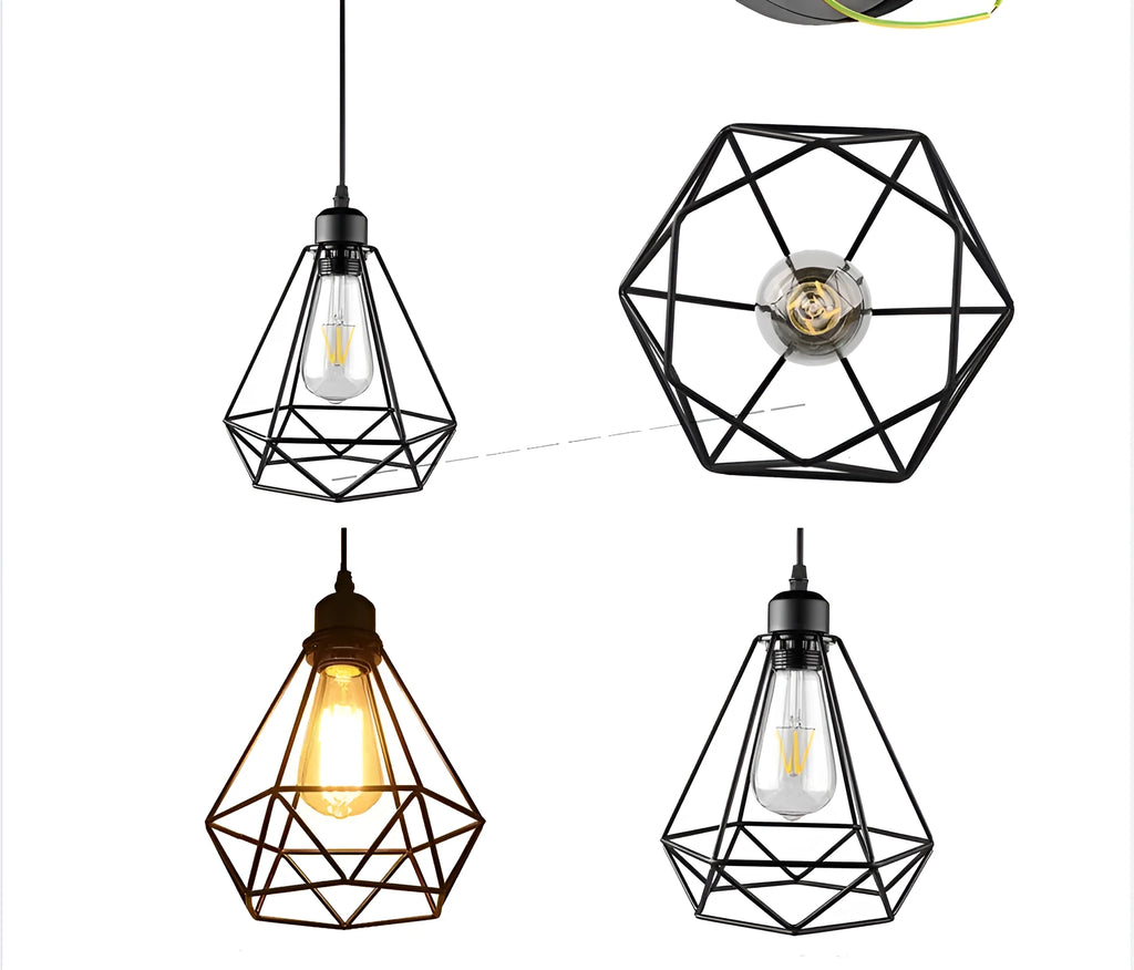 Black Nordic retro iron chandelier with 21x26x26cm retractable size for living room lighting