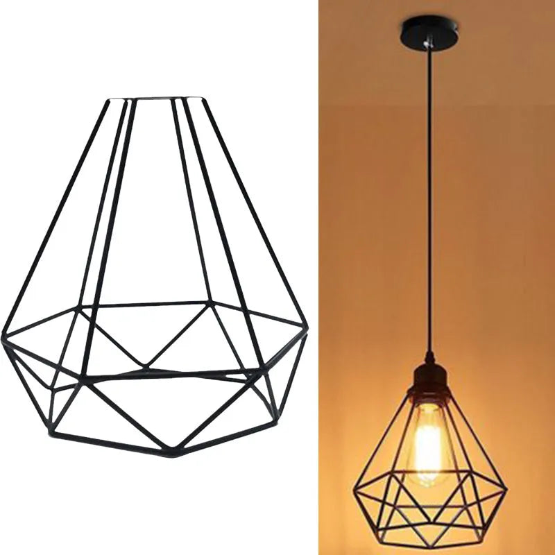 Black Nordic retro iron chandelier with 21x26x26cm retractable size for living room lighting
