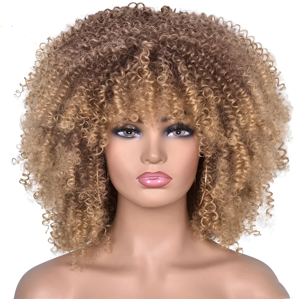 European and American short curly wig 14inch exotic style with slanted bangs synthetic hair