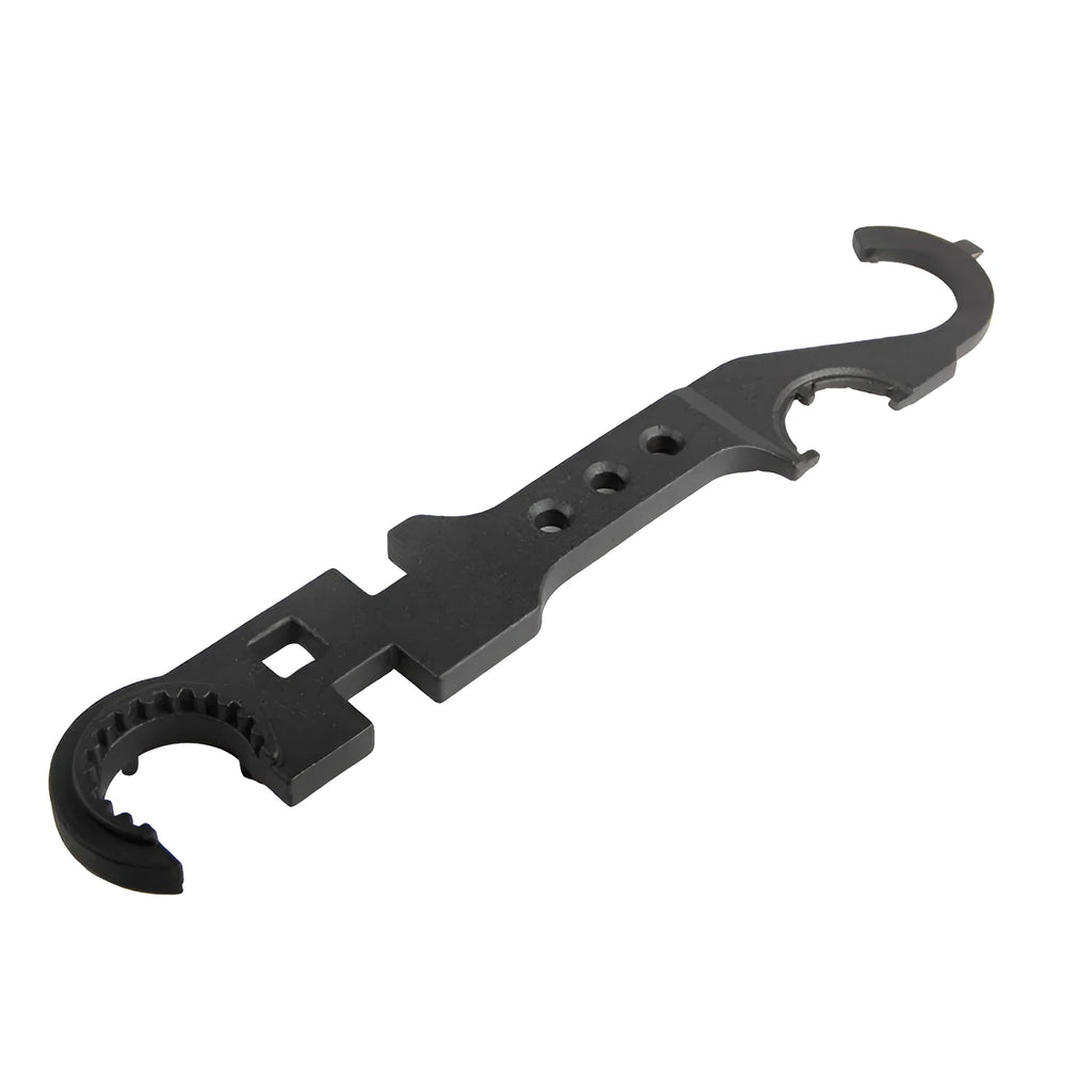 Black steel combination wrench for AR-15 and M4 firearm maintenance