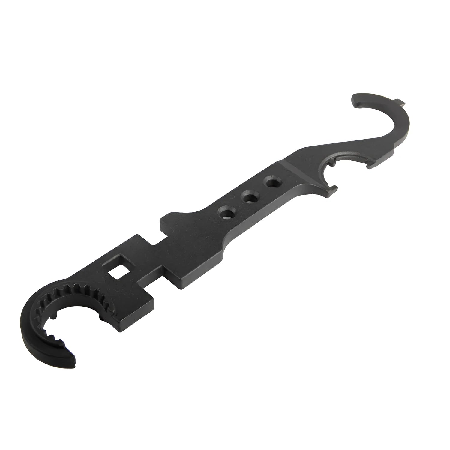 Black steel combination wrench for AR-15 and M4 firearm maintenance