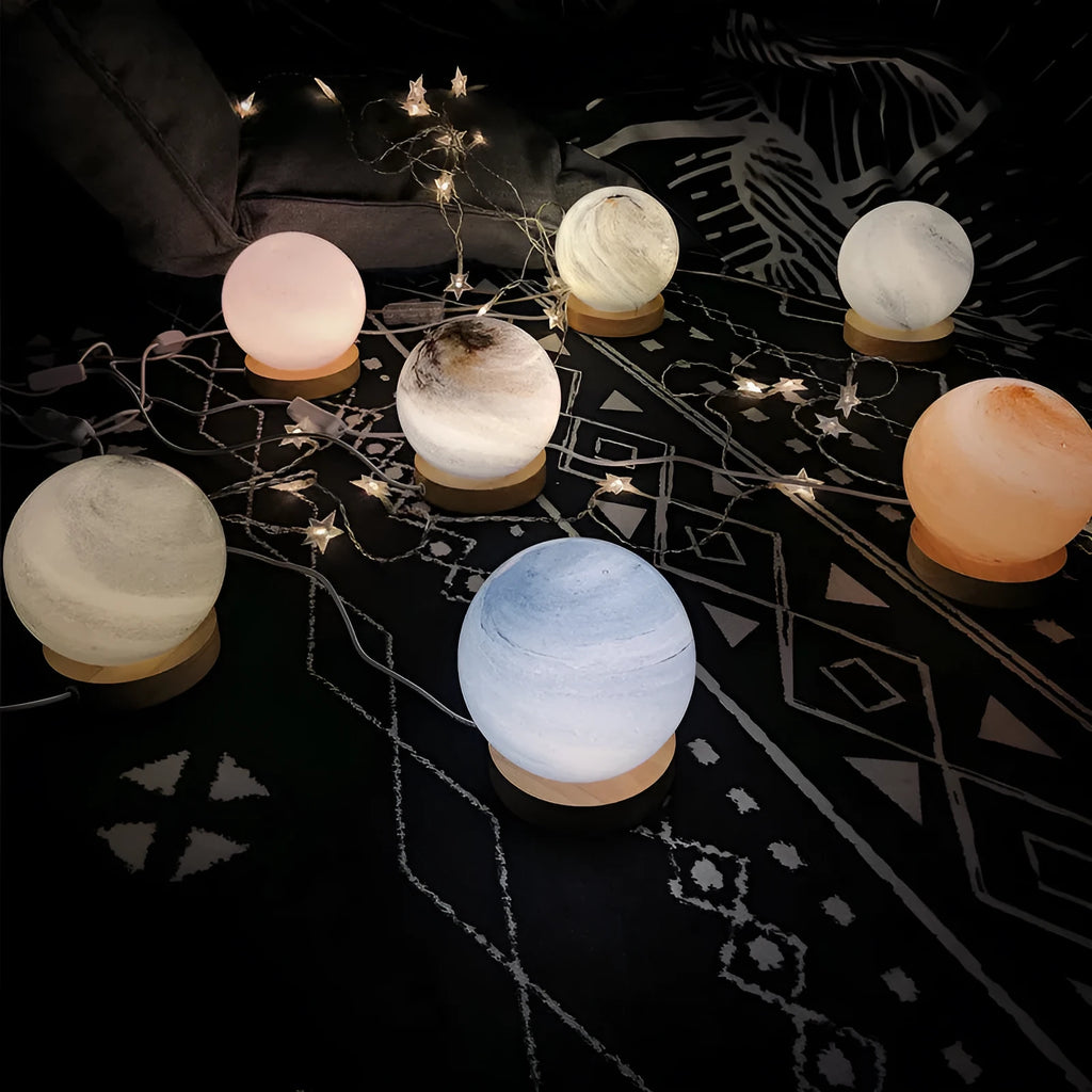Nordic style bedside table lamp with heart-shaped glass shade in choice of seven colours