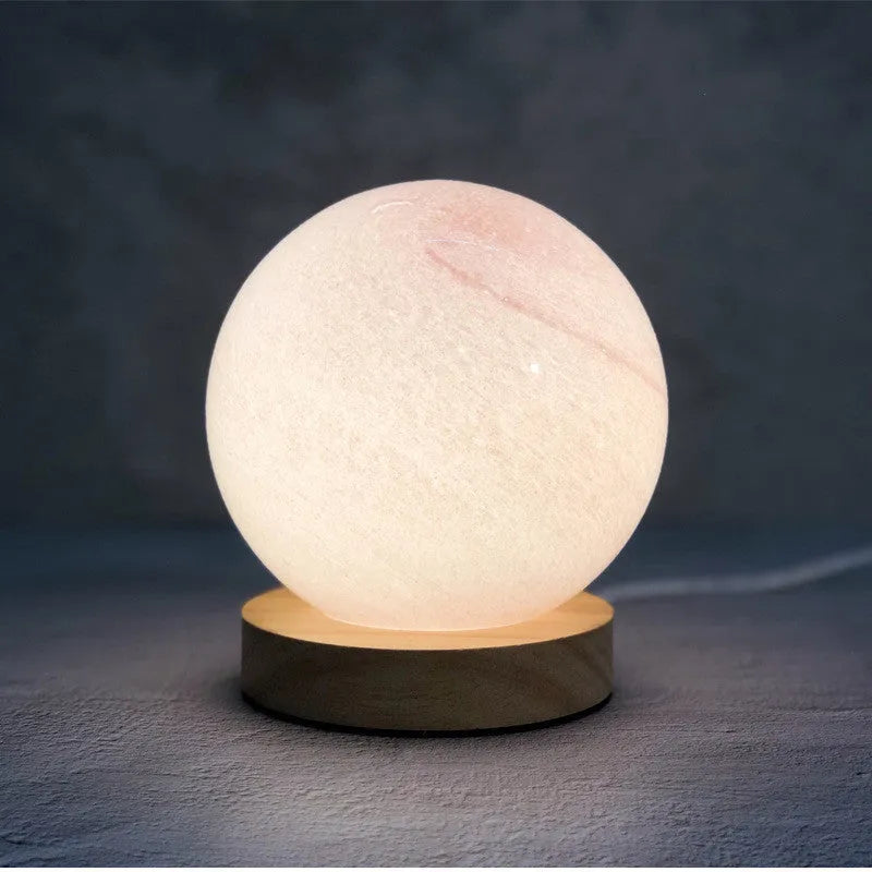 Nordic style bedside table lamp with heart-shaped glass shade in choice of seven colours