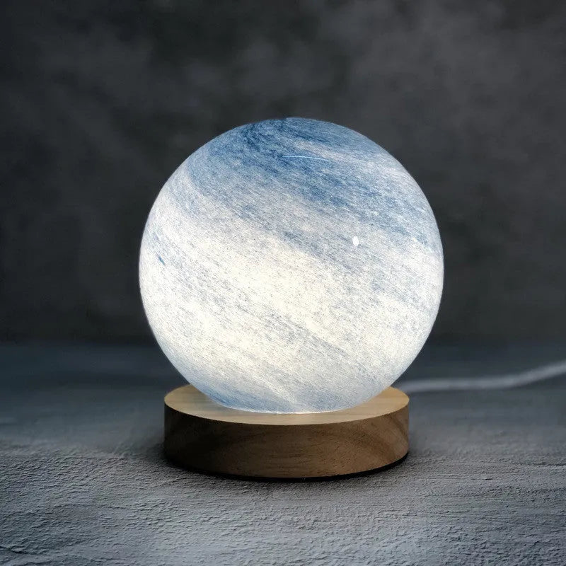 Nordic style bedside table lamp with heart-shaped glass shade in choice of seven colours
