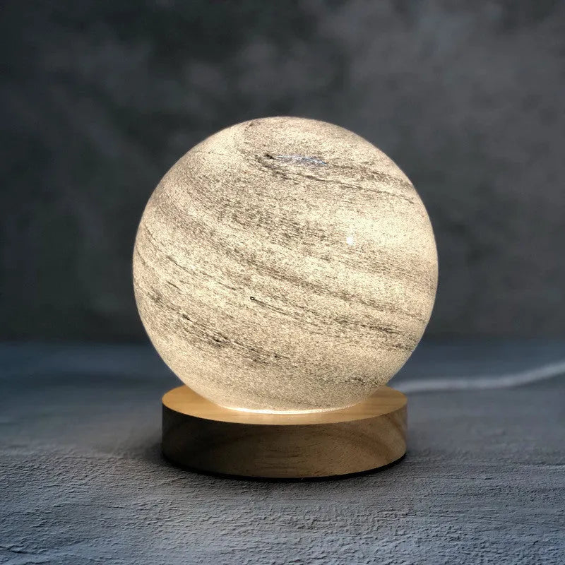 Nordic style bedside table lamp with heart-shaped glass shade in choice of seven colours