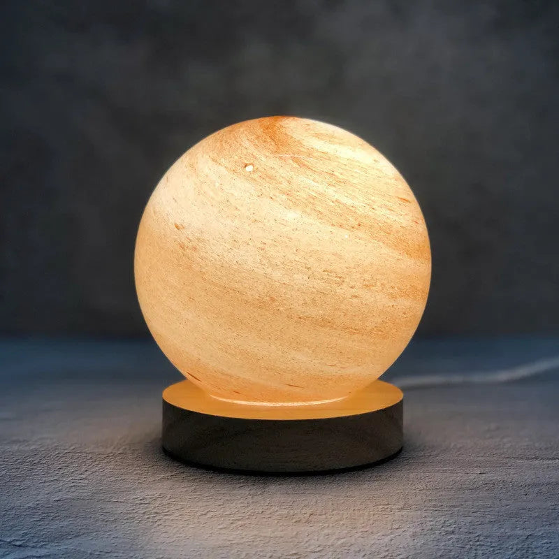 Nordic style bedside table lamp with heart-shaped glass shade in choice of seven colours