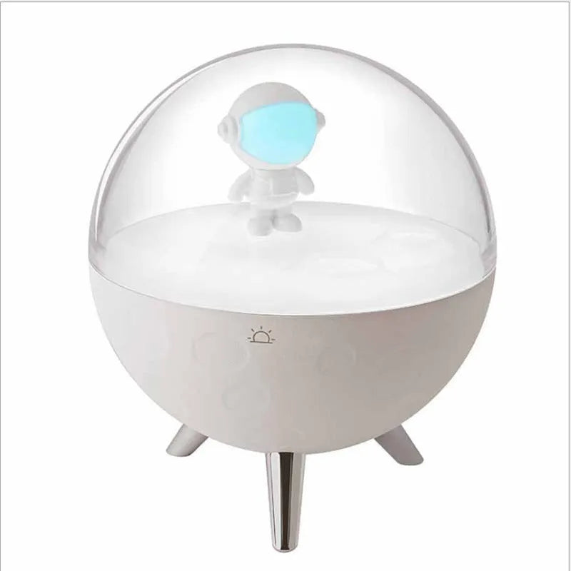 USB-powered LED night light and desk lamp with plastic shade in blue or white colour options