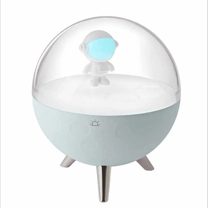 USB-powered LED night light and desk lamp with plastic shade in blue or white colour options
