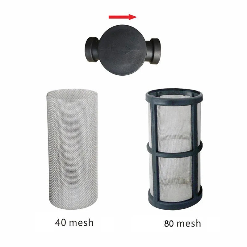 Y-type stainless steel mesh water pre-filter with compact plastic body for household well water systems