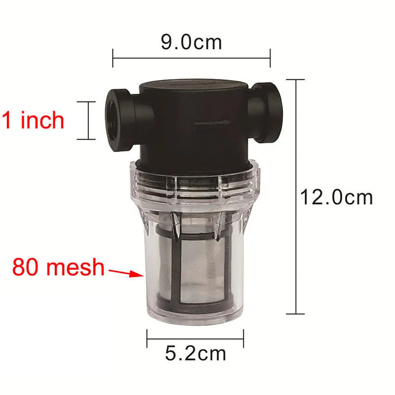 Y-type stainless steel mesh water pre-filter with compact plastic body for household well water systems