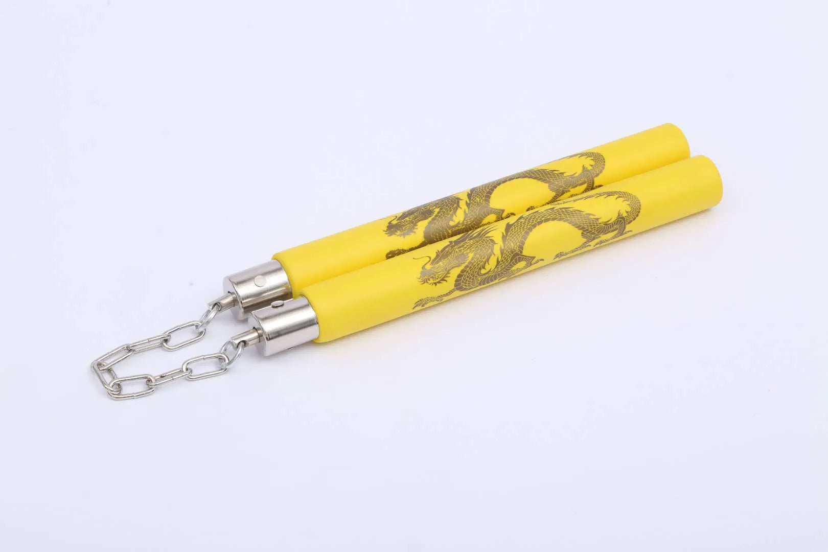 Sponge training nunchakus with EVA foam padding on PVC sticks connected by iron chain