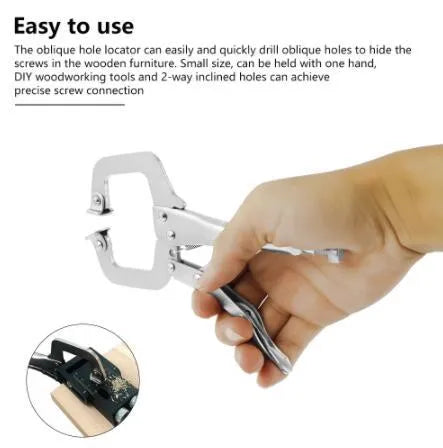 Black aluminium woodworking perforation locator with drill bits for board connections