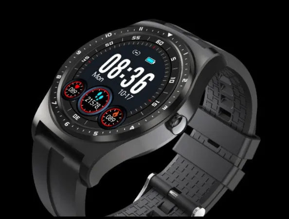 Full circle touch screen smart watch with heart rate monitoring on silicone wrist strap
