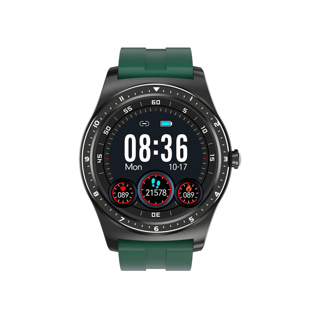 Full circle touch screen smart watch with heart rate monitoring on silicone wrist strap