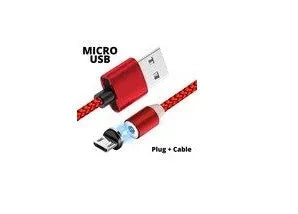 Black magnetic USB charging cable with interchangeable Type C, Micro USB and Lightning tips