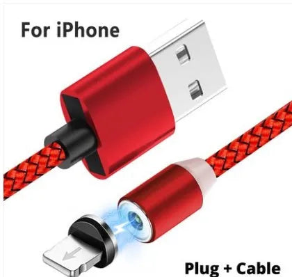 Black magnetic USB charging cable with interchangeable Type C, Micro USB and Lightning tips