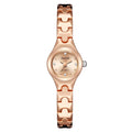 Small fine quartz ladies bracelet watch with round alloy case and stainless steel horseshoe buckle