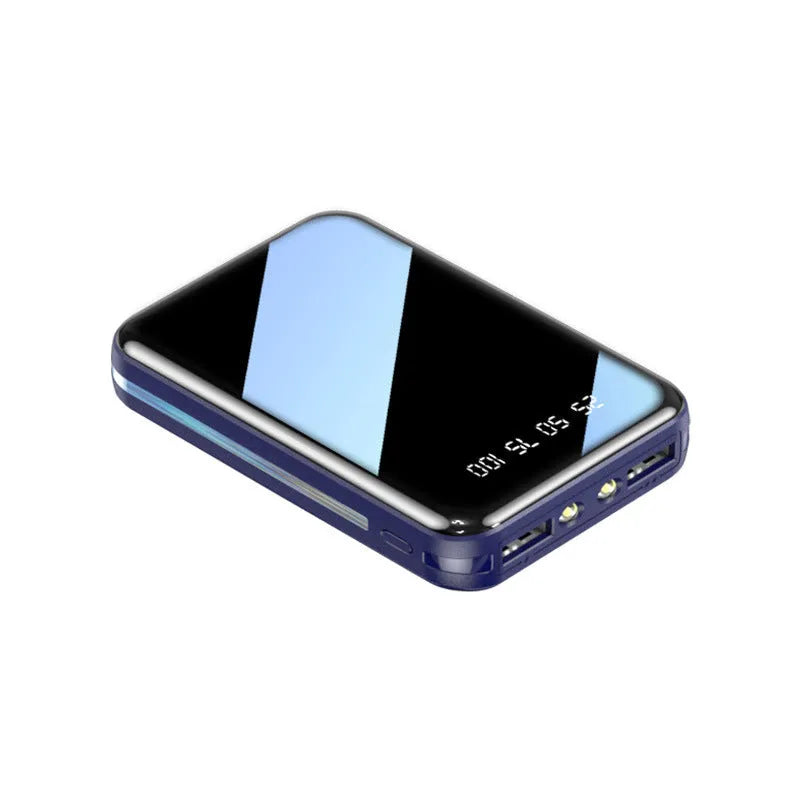 Mini digital display power bank with two USB ports in multiple colour options