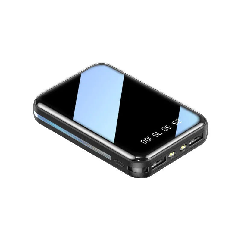 Mini digital display power bank with two USB ports in multiple colour options