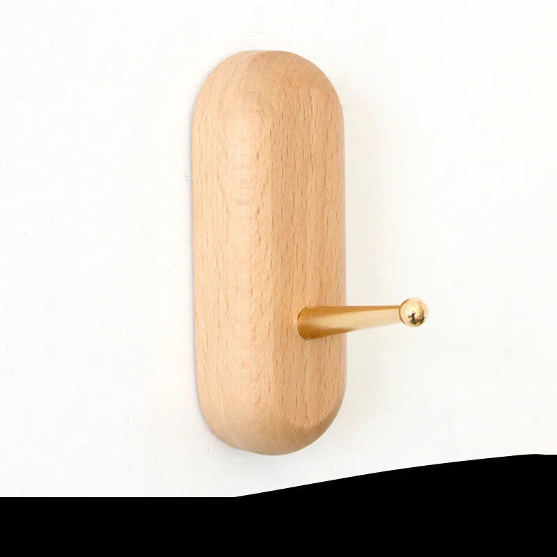 Beech brass adhesive wall hook in five shapes with 10kg load capacity