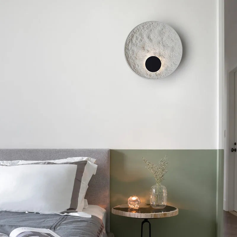 White modern iron wall light shown in 300mm and 500mm size options for bedroom use.