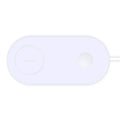 White dual wireless charger for two mobile phones with fast charging support