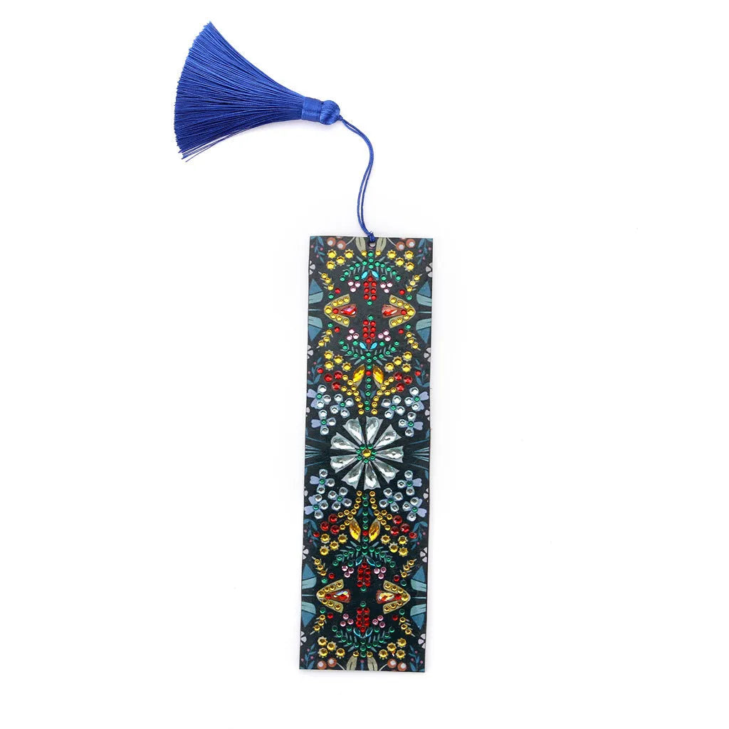 Mandala flower diamond painting bookmark craft kit with special-shaped diamonds on leather base