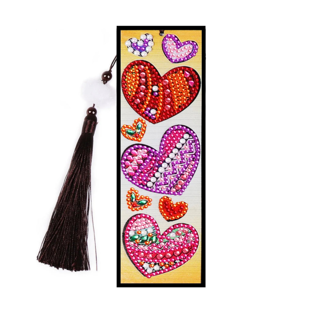 Three DIY diamond painting bookmark kits with floral and mandala designs on PVC canvas.