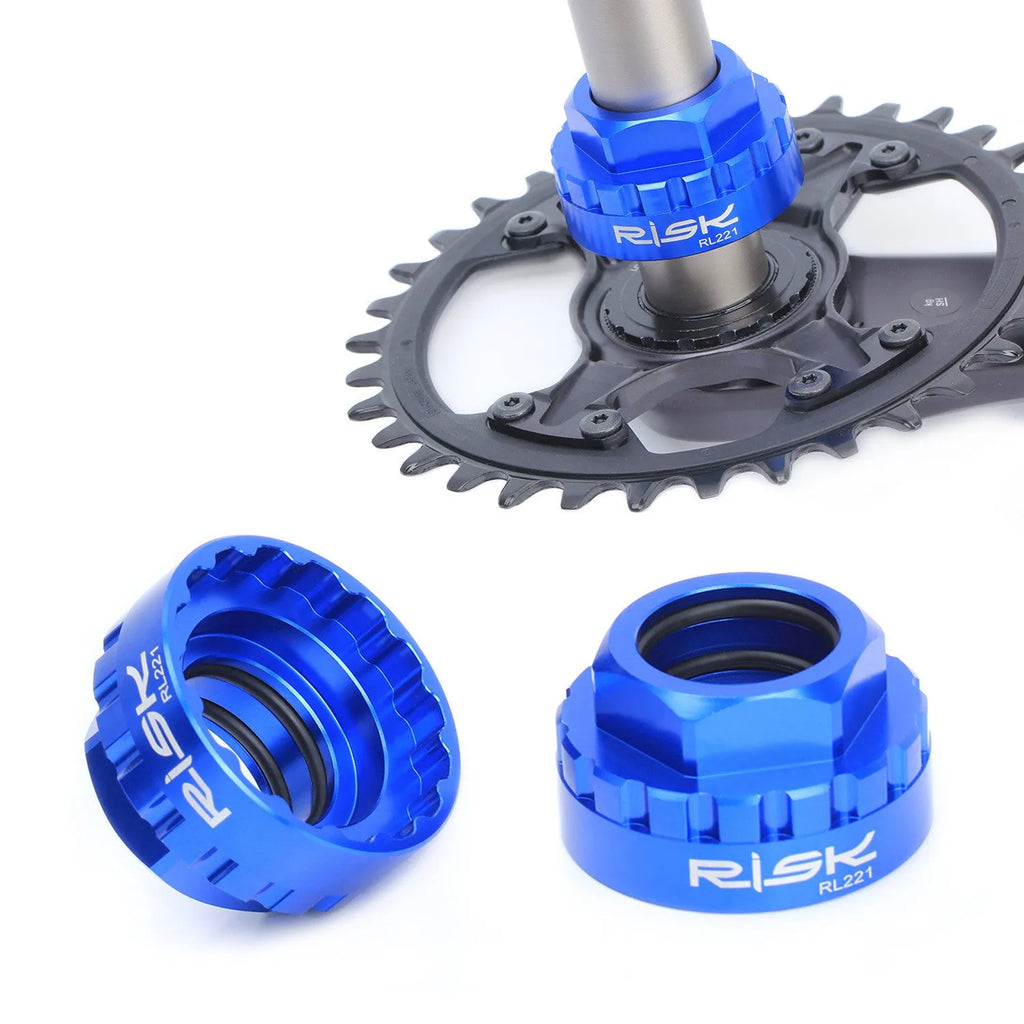 Blue aluminium alloy 12-speed direct mount disc brake removal tool with integrated wrench