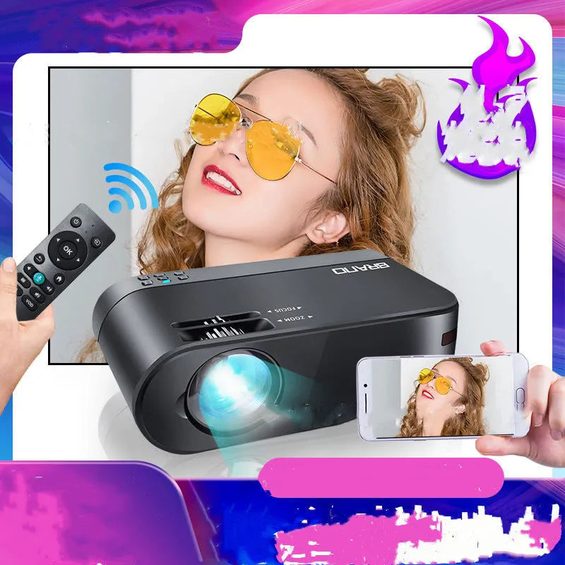 Portable wifi wireless projector with same screen casting for mobile phones and 8K Blu-ray lens