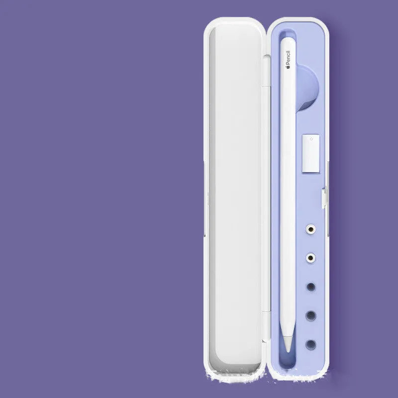 Hard protective case for Apple Pencil 1 and 2 storage in purple, green, black or blue