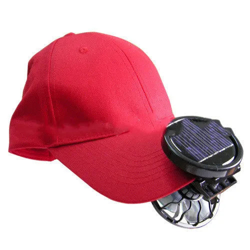 Black solar-powered clip-on fan with rectangular and round bottom design options for outdoor cooling