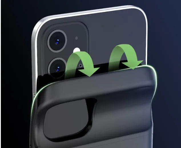 Ultra-thin TPU soft bag wireless back clip battery for iPhone 12 in black with multi-USB output