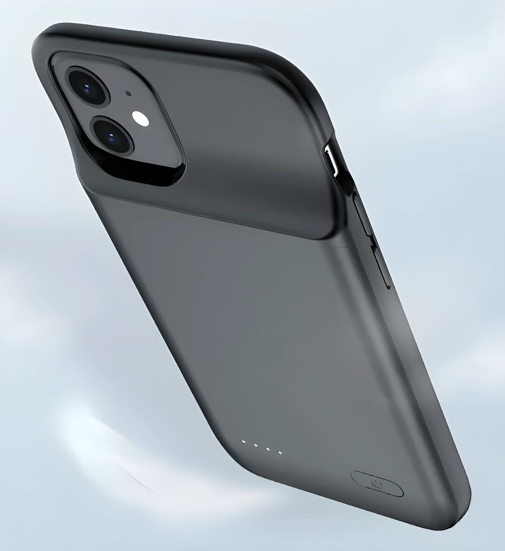 Ultra-thin TPU soft bag wireless back clip battery for iPhone 12 in black with multi-USB output