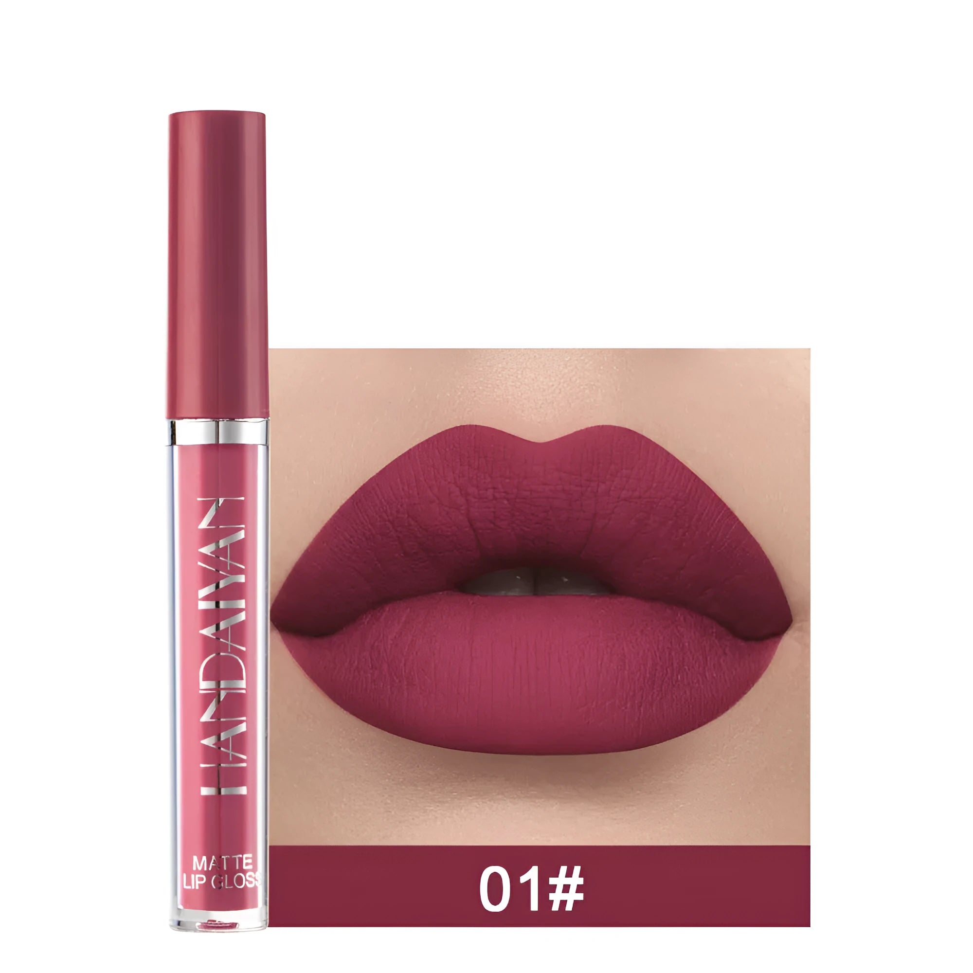 HANDAIYAN matte non-stick cup lip gloss liquid lipstick in 2.5ml size showing colour options