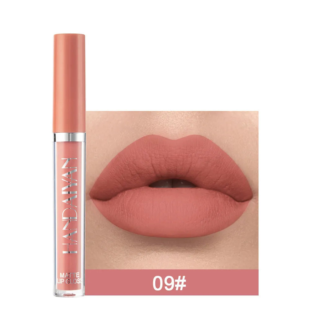 HANDAIYAN matte non-stick cup lip gloss liquid lipstick in 2.5ml size showing colour options